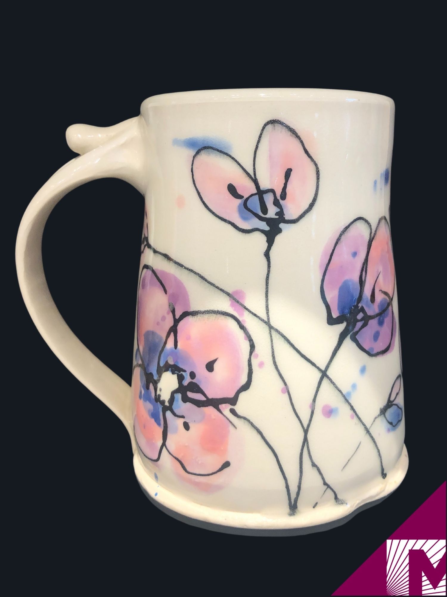 Purple Flower Paint Splatter Mug